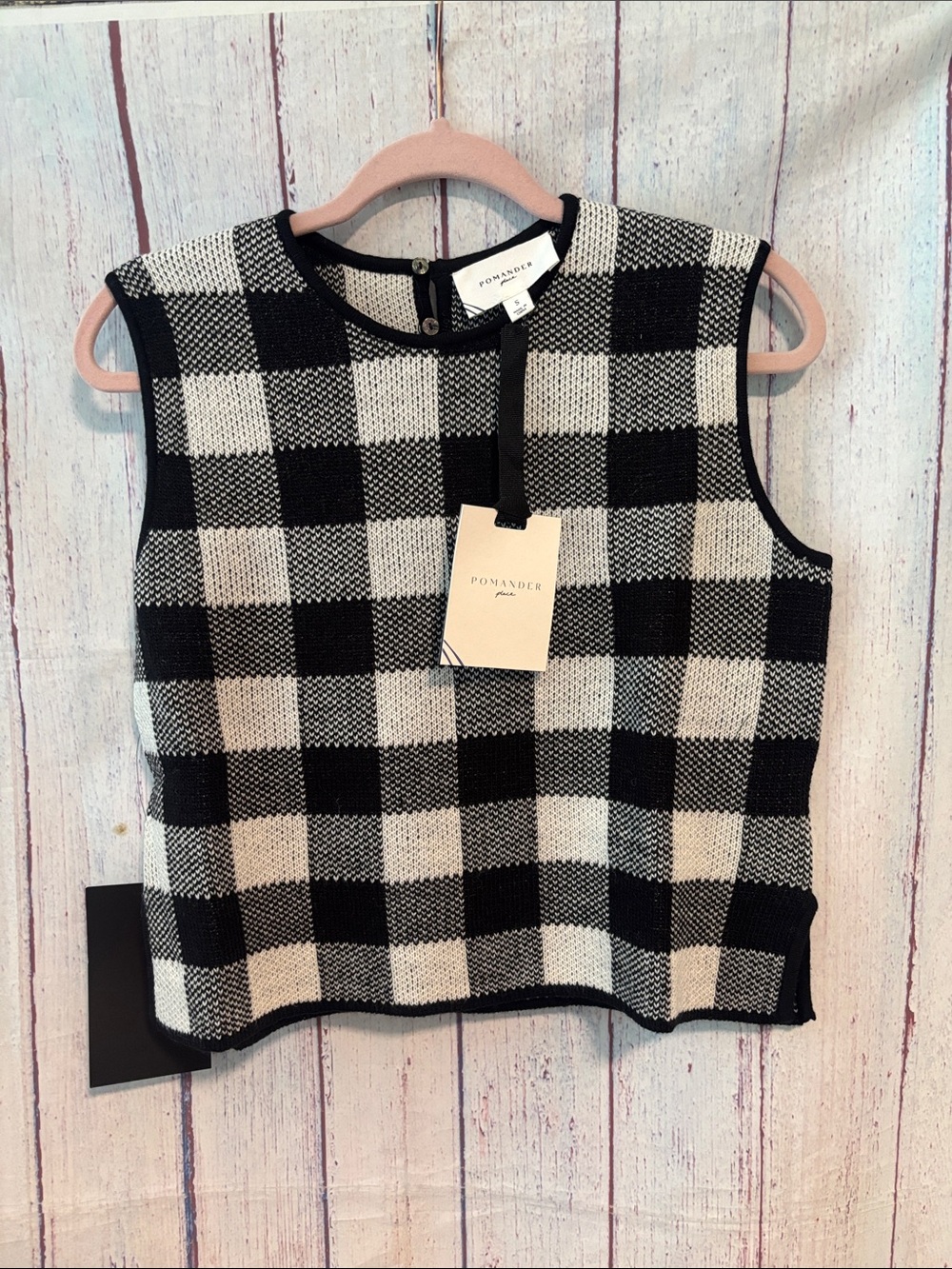 NWT Pomander Place Checkered Knit Sweater Vest